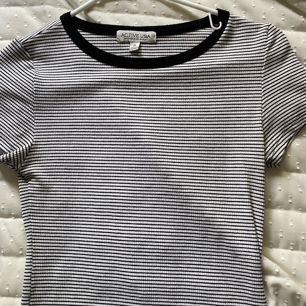 black and white striped crop top